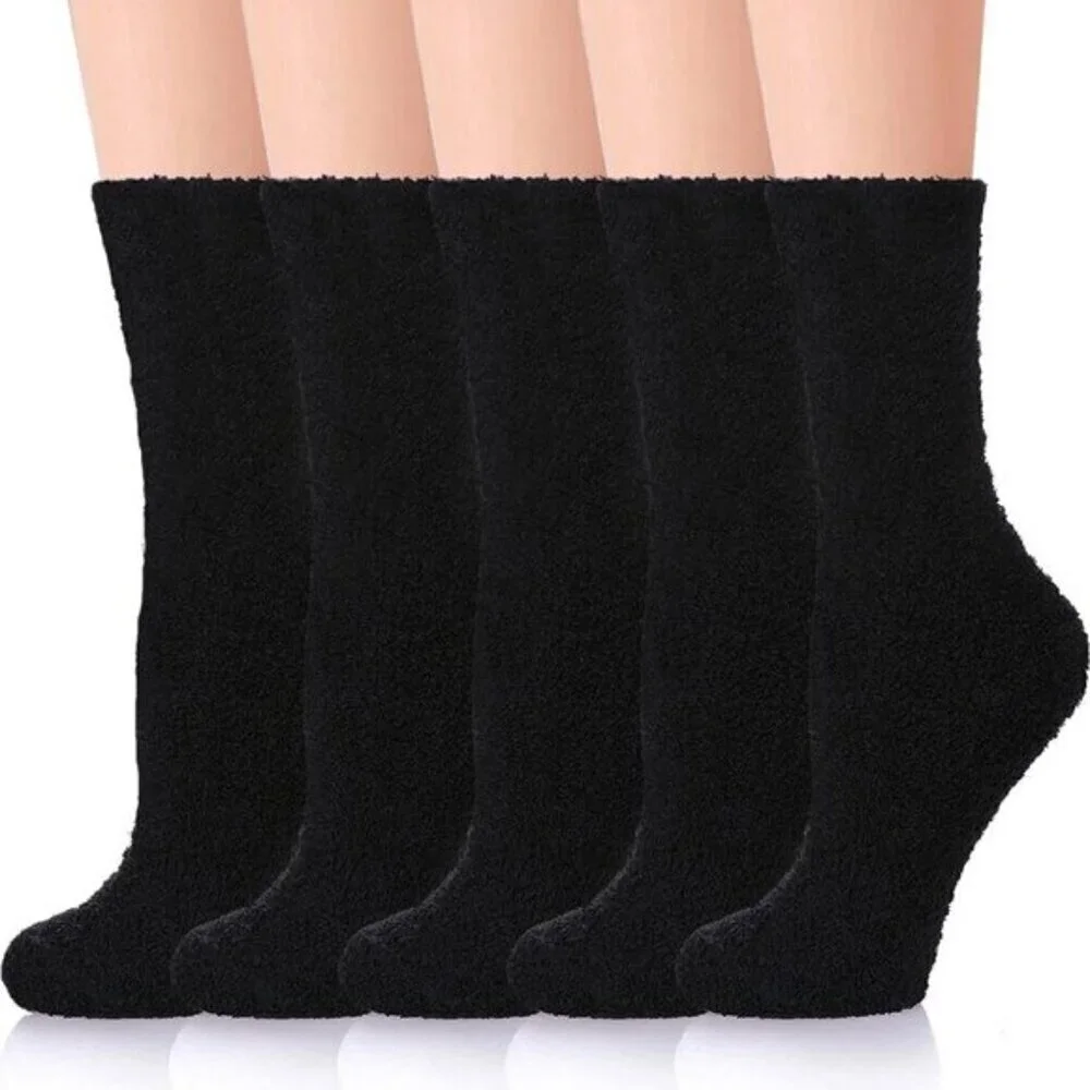 Ginmewrae Womens Fuzzy Slipper Socks Cozy Fluffy 6-Pack US 5-10